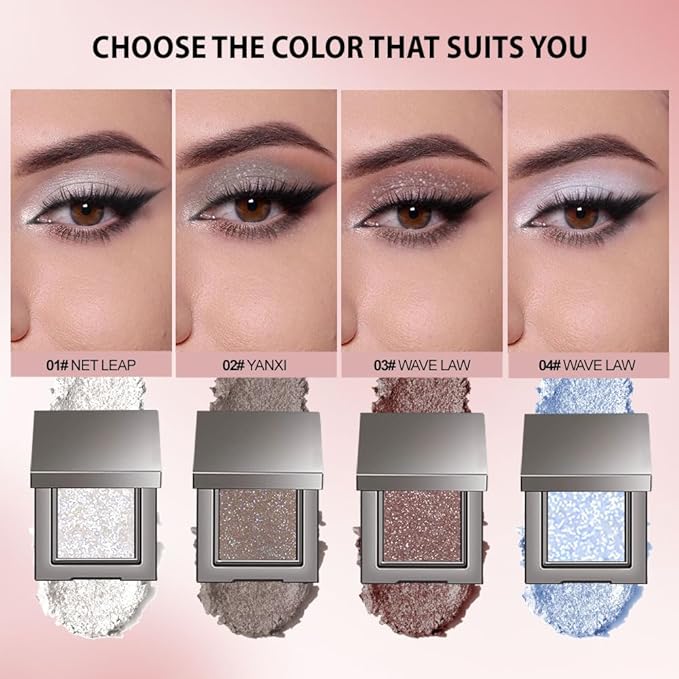 Single Glitter Eyeshadow Palette Makeup– velvet Cream Shimmer MIni Eye Shadow,Velvet Eyeshadow Palette –Shimmer Eye Makeup – Vegan& Cruelty-Free. (04#Light blue glitter, 1 Count (Pack of 1))