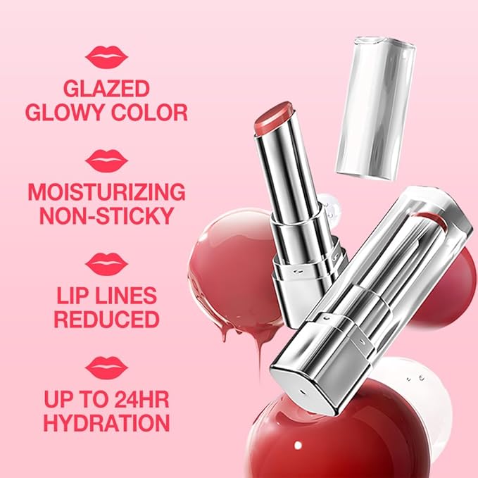 HHLTOH 2Pcs Tinted Lip Balm Moisturizing Lipstick – Warm Orange Brown & Deep Rose Color Bean Paste Sheer Hydrating Lip Color for Dry Lips Nourishing Lip Balm for All Women with a Subtle Natural Scent
