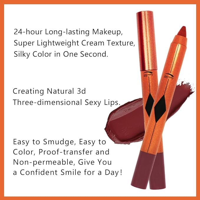 Rust Red Lip Liner Pencil, Smooth Matte Lipstick Crayon with Lip Pencil Sharpener for Women, Velvet Smudge Proof Smudgeproof Waterproof No Transfer Makeup Forever Lipliner 511#