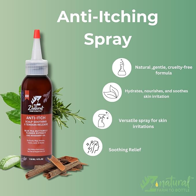Z’natural Scalp Oil for Dry Itchy Scalp | Anti Dandruff Hair Growth Oil | Natural Ingredient Rosemary, Aloe Vera, Blue Pea Butterfly & Willow Bark | Anti-Itch Relief with Cruelty Free Formula – 118 ml