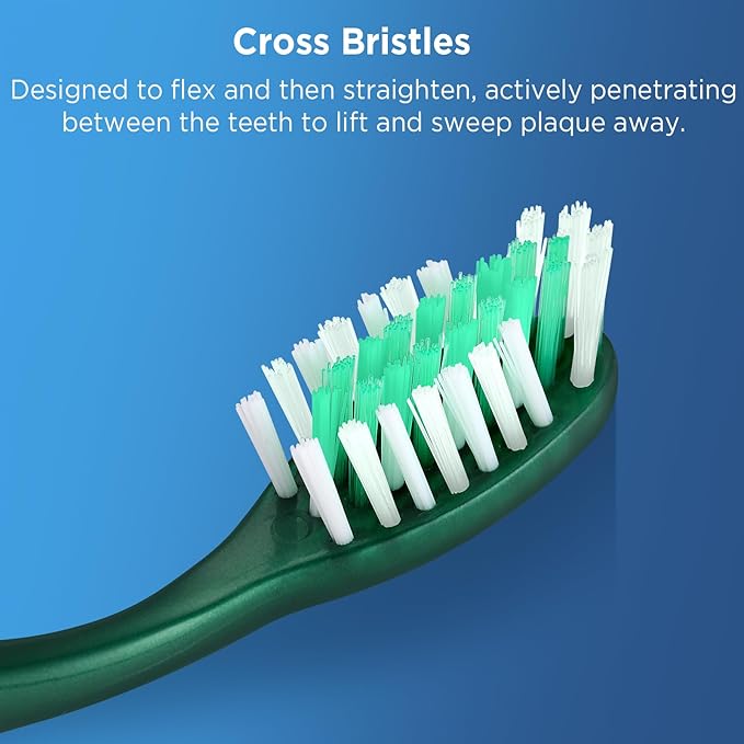Medium Toothbrushes for Adults, Cross Bristles, 6 Count