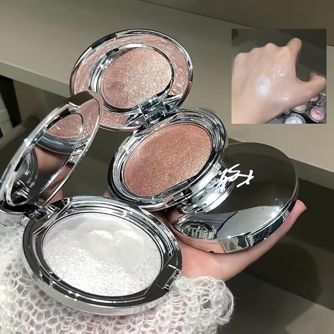 White Moonlight Highlighter – Waterproof Diamond Glow Shimmer for Face & Body | Icy Metallic Finish with Ultra-Fine Sparkle | Long-Lasting Radiance for Luminous Glass Skin, Dewy Look, Party Makeup
