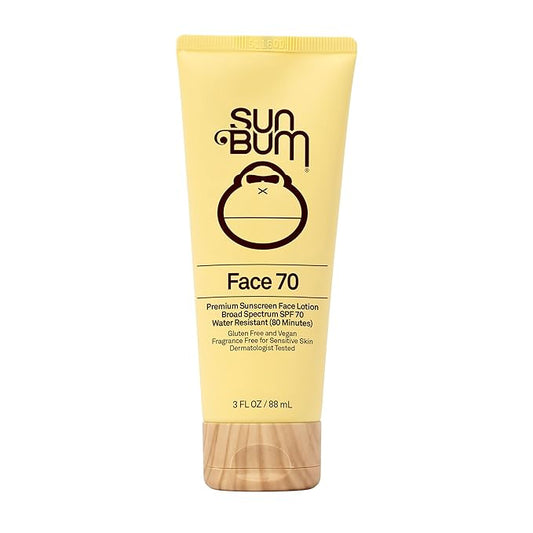 Sun Bum Original SPF 70 Sunscreen Face Lotion - Broad Spectrum Moisturizing Facial Sunscreen with Vitamin E - Fragrance Free - Travel Size - 3 oz