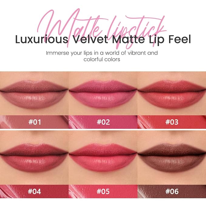 JUAAZIN Cerise Matte Lipstick Crayon - High Pigment Creamy Formula, Waterproof Long Lasting, Smooth Glide Application, Non-Sticklipstick, Ultra Thin Lightweight, Velvet Matte Lip Feel for Women 02#