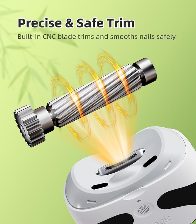 Electric Nail Clipper Trimmer for Adults Seniors Kids Fingernails, Seemagic 3 in 1 Rechargeable Automatic Nail Clippers with LED Light & 2 Speeds - Safe for Kids & Toddlers, Panda