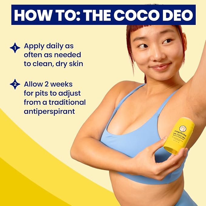 Megababe Skincare Deodorant - The Coco Deo with 72 hour Odor Protection | Nourishing Coconut Oil & Shea Butter | Aluminum-Free, All Natural | 2.6 oz