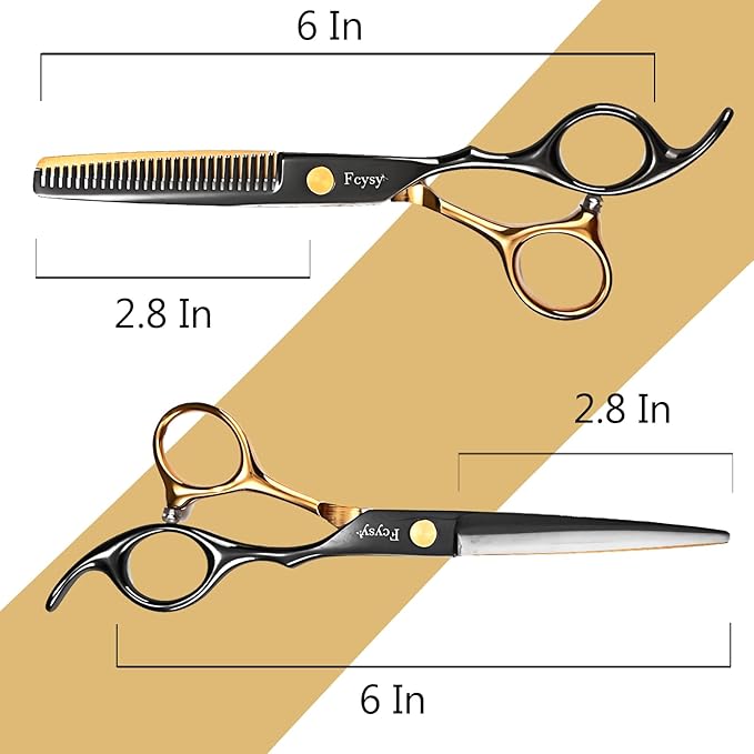 Fcysy Professional Barber Scissors Kit - Thinning Shears for Texturizing Hair Cuts, Salon & Wig Scissors Set for Women & Men