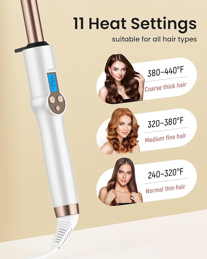 HOSON 3/4 Inch Curling Wand for Long Hair,19mm Ceramic Wand Curling Iron Extra Long Barrel, Dual Voltage, 10 Temps