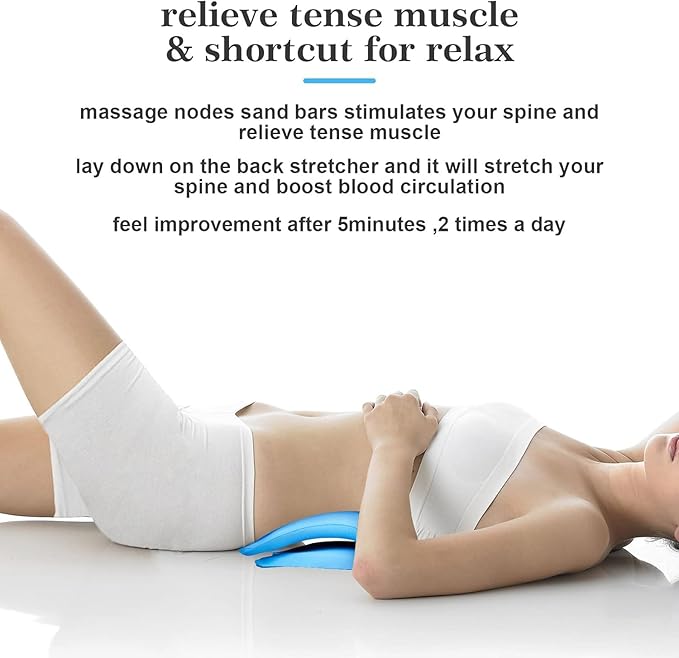 Z3 Back Stretcher for Back Pain Relief, Lower Back Stretcher Back Stretching Cushion, Lumbar Stretcher Device Helps with Spinal Stenosis Herniated Disc Sciatica Nerve, Blue (Blue)