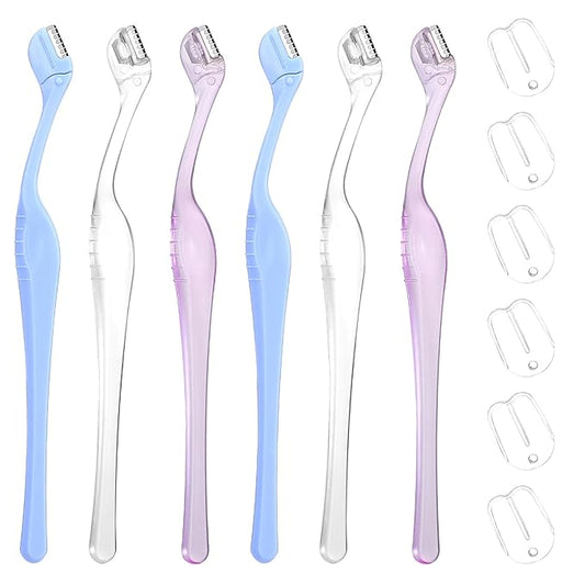 6pcs Small Eye Brow Razors For Women, Portable Mini Eyebrow Razor Trimmer, Face Razors Eyebrow Shaver For Facial Hair Lip, Shaving Removal Tool With Precision Cover