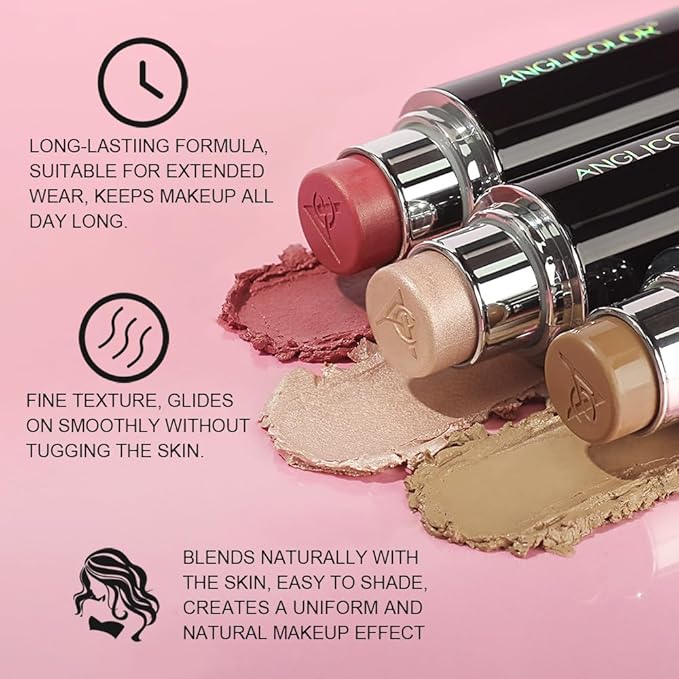 Cream Bronzer Stick, Multi-use Matte Finish Long Lasting Waterproof Contour Stick Face Shaping for Older Women, #1 Mature Bronzer