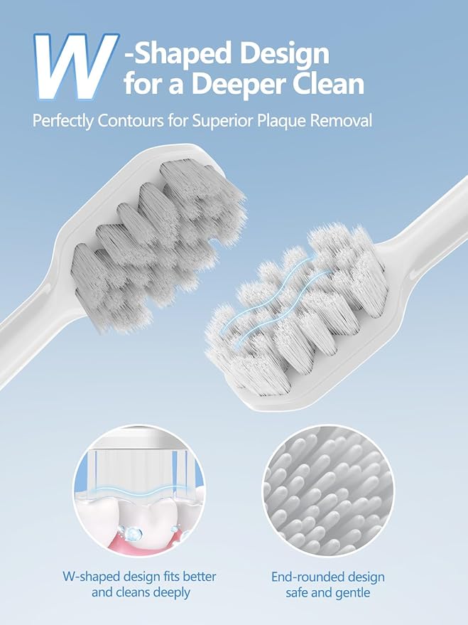 7MAGIC Sonic Electric Toothbrush for Adults and Kids - Up to 180 Days Runtime, 42000 VPM Powered Toothbrush, 5 Modes & 3 Intensities for Sensitive Teeth & Braces, Includes 8 Brush Heads, White