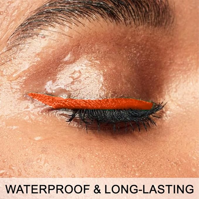evpct 2Pcs Orange Red Orange Waterproof Colored Eyeliner Liquid Eye Liner Set Long Lasiting Fine Speed Dry Colorful Liquid Eyeliner lapiz delineador de ojos contra el agua blanco para ojos de colores