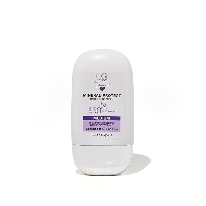 Love Skin Botanicals Mineral Protect Tinted Sunscreen SPF 50 PA+++ – Medium Tint | 100% Mineral, Reef-Safe, Chemical-Free, Unscented, Daily Face Sunscreen