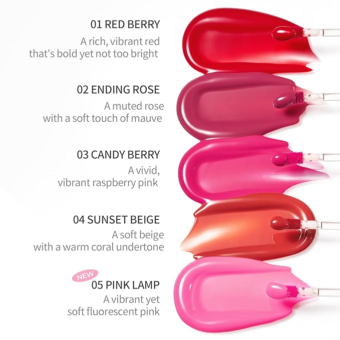 Pudding Glow Korean Lip Tint | Natural Lip Stain | Gloss to Stain | Long-Lasting & Non-Sticky | Lightweight Lip Tint | 0.14 oz. (01 RED BERRY)