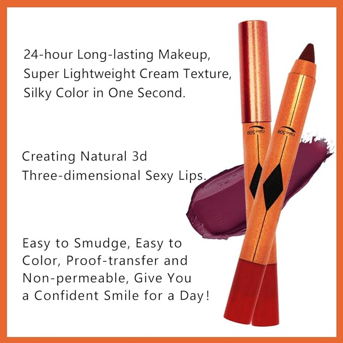 Purplish Red Lip Liner Pencil, Smooth Matte Lipstick Crayon with Lip Pencil Sharpener for Women, Velvet Smudge Proof Smudgeproof Waterproof No Transfer Makeup Forever Lipliner 509#