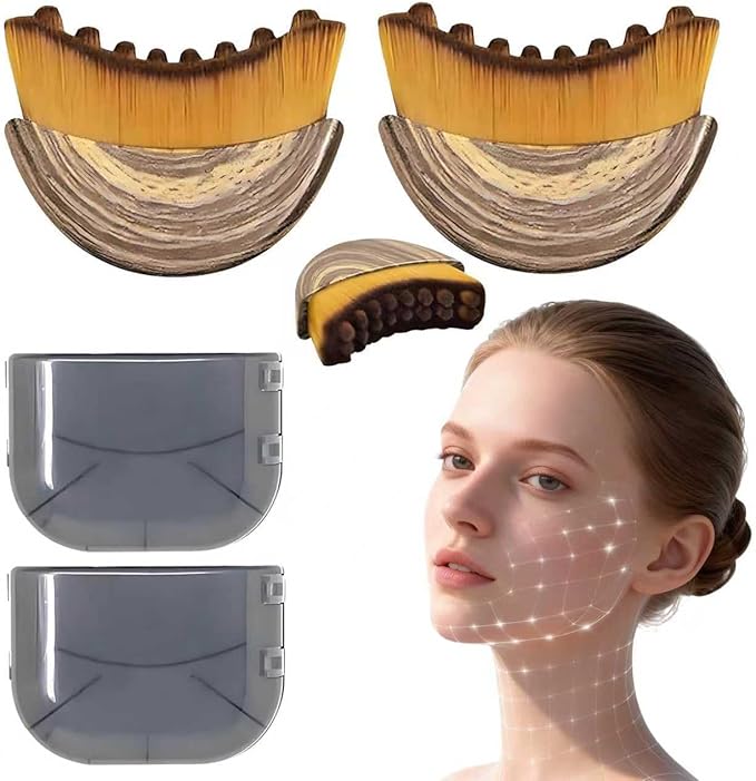 Only Romee 2 PCS Lymphatic Contour Face Brush, Ultra-Soft Facial Dry Brush for Lymphatic Drainage & Jawline Sculpting, Gentle Face Massager Tool for Puffiness Reduction, Skin & Glowing Complexion