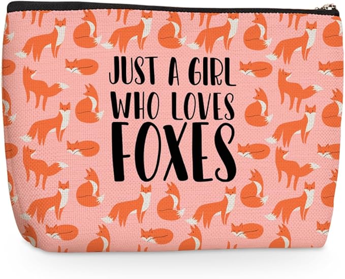 Jealance Cute Fox Print Makeup Bag Fox Gifts Cosmetic Travel Bag Foxes Accessories Decor Stuff for Animal Foxes Lovers Women Girls Sister Best Friend Grandma Funny Skincare Bags for Christmas Birthday