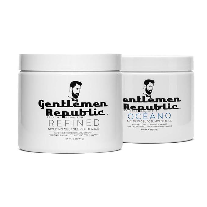 Gentlemen Republic 16oz Refined & Oceano Hair Gel for Men - Provides 24 Hour High Hold & Shine - Premium Mens Hair Styling Products