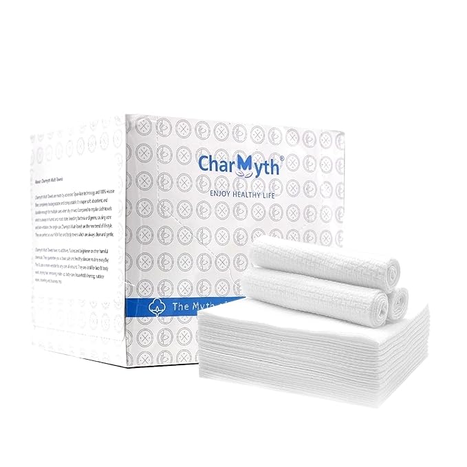 Disposable Face Towels XL 50 Count 10"x12" Extra Thick & Ultra Soft Degradable Makeup Remover Dry Wipes, Facial Tissue Face Wipes for Women Cleansing