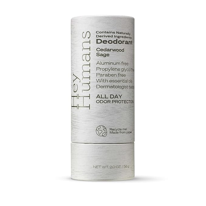 Hey Humans Deodorant, Aluminum Free Deodorant for Women and Men, Contains Naturally Derived Ingredients, All Day Odor Control, Refreshing Deodorant Essential Oils, Cedarwood Sage