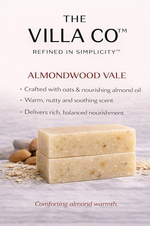 The Villa Co - Almondwood Vale | 4.5oz Exfoliating Body Bar for Women & Men | Artisan Made in USA | Natural Ingredients