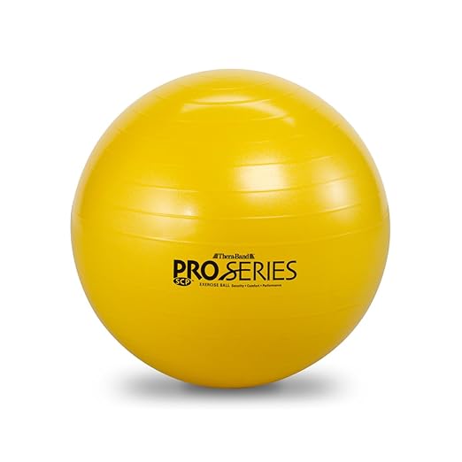 THERABAND Pro Series Exercise Ball, 18" Yellow Stability Trainer for 4'7"–5' Users, Anti-Burst Yoga & Pilates Ball, Balance & Core Trainer, For Athletes Fitness at Gym & Home