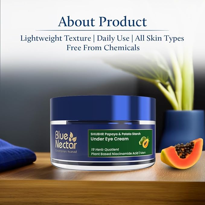 Shubhr Under Eye Cream for Dark Circles with Papaya, Potato Starch & Niacinamide | Best Under Eye Cream for Men | Eye Cream for Dark Circles & Wrinkles (18 Herbs,15g)
