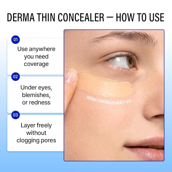 [23YEARSOLD Derma] Thin Concealer #0.5P (Pink Beige) – Sensitive-Skin Friendly, Lightweight & Long-Lasting with Redness-Soothing SWEETONE Formula for a Natural Finish, Easy-to-Carry 0.17 fl oz
