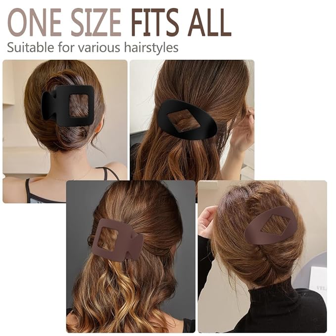 8 Pack close-match Flat hair Clip for Women – Large Matte No-Slip Rectangle Claw Clips, Strong Hold Square Hair Accessories for Work & Daily Styling, Thick & Thin Hairflat claw clips women