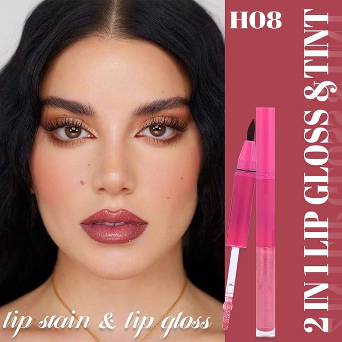 evpct ‌Mauve Matte Liquid Lipstick Marker Pen Lip Liner Set with Glitter Lip Oil, 2 in 1 Lipgloss Lipstick Long Lasting Waterproof for Women, Longwear Lips Stain 24hr Original Smudge Proof labial