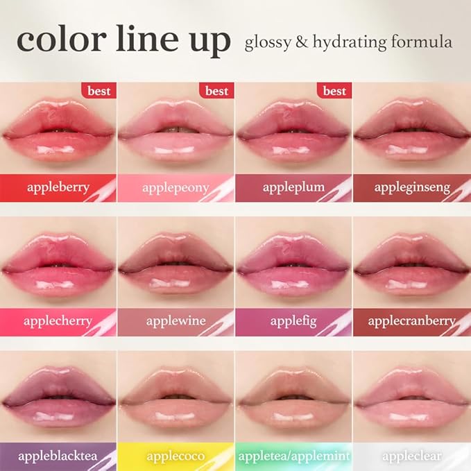 NOONI Korean Lip Oil - Appleclear | Long-Lasting, Moisturizing, Plumping, Revitalizing for Dry Lips, Waterproof, No Peel Off, Hydrating, Nourishing Crystal Clear, Stocking Stuffers, 0.12 FL Oz