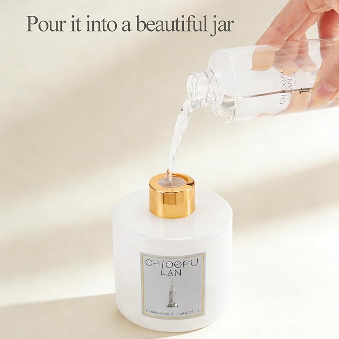 Chloefu LAN Morrocan Amber Scented Oil Diffuser Refill 6.76 fl oz Natural Essential Oil - Best for Home Bathroom Shelf Decor, 0% Alcohol, Unique Blend to Promote Sleep & Relieve Stress