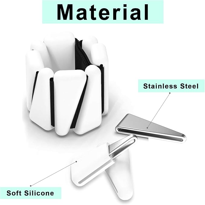 Adjustable Women Wrist Weights - Silicone Bracelet Button 1 LB 2 Per