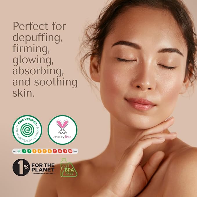 Organic To Green Jade Crystal Gem Facial Mask,100% Natural Stone Facial Mask for Spa Skincare Beauty Tools for Puffy Eyes, Dark Circles, with Cucumber Face Serum - Reusable