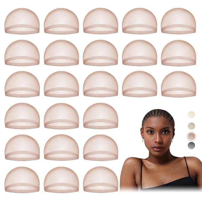 HD Wig Cap for Women Lace Front, Transparent Bald Cap for Wigs, Dark Brown 24 PCS