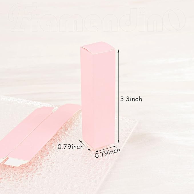 Framendino, 50 Pack Pink Kraft Paper Lipstick Boxes Rectangle Lipstick Bottle Boxes Reusable Lip Balm Packaging Cases Gift Wrapping Box for DIY Gift Packaging (3.3x0.79x0.79)