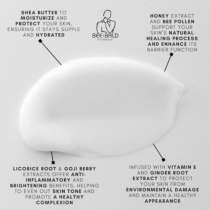 Bee Bald SMOOTH Daily Moisturizer Hydrates & Tones Away Fine Lines, Wrinkles and Dry Patches; Helps Control Oil & Shine to Feel Cool, Fresh and Comfortable, 1.7 Fl Oz