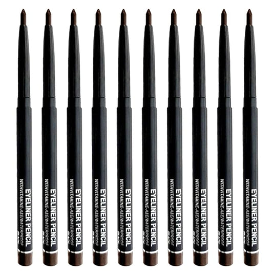 10PCS Brown Automatic Waterproof Inner Eyeliner, Eyeshadow & Eyebrow Pencil – Multi-Use Cream Pen for Liner, Shadow & Brows,Matte Quick Dry Eye Pencils, Smudge Proof, Delineador de ojos