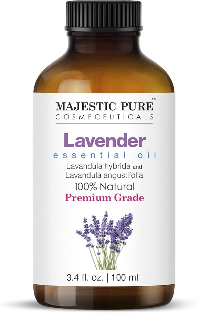 Majestic Pure Essential Oil with Glass Dropper - 100% Pure and Natural - Essential Oils for Diffuser, Aromatherapy, Soap and Candle Making, Lavender Essential Oil, Lavender Oil, 3.4 Fl Oz
