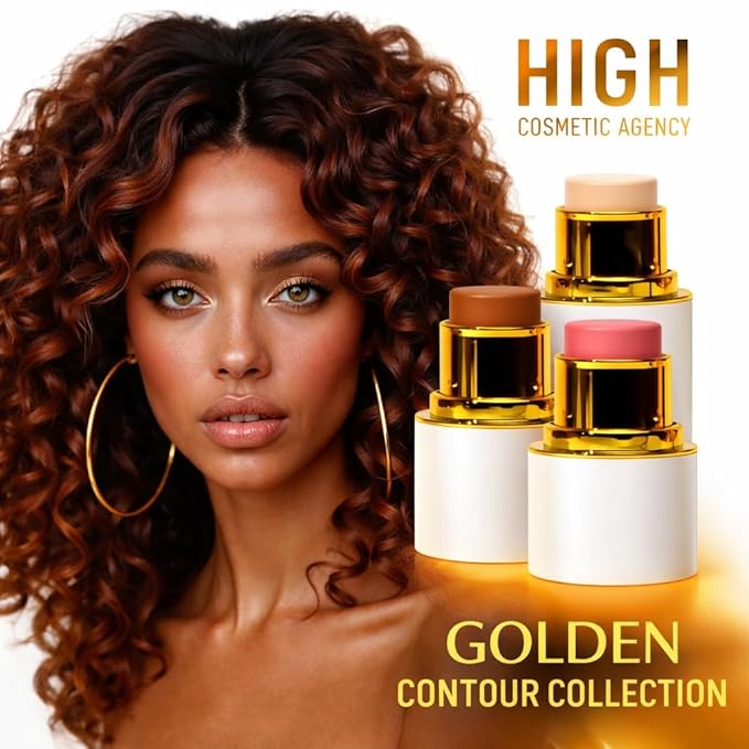 Copper Contour Collection – Cream Contour Set with Light Bronzer, Hot Coral Blush, Cocoa Copper Bronzer & Latte Gold Highlighter Vegan