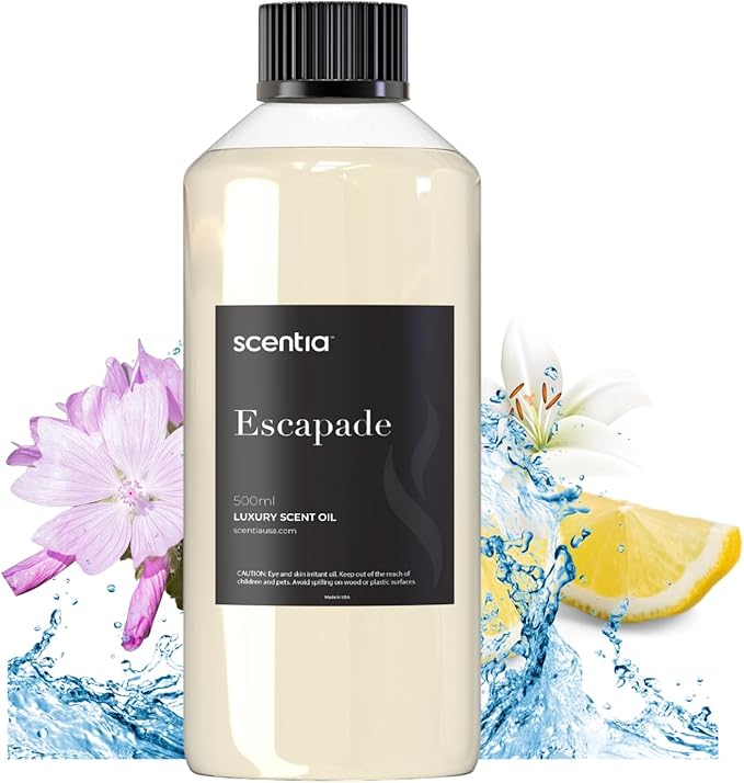 Scentia Luxury Fragrance Oil Inspired by R.itz Carl.ton Hotel - 500 ml 16.9 fl oz - Diffuser Oil Refill, Botanical Jasmine & Marine Notes for Aromatherapy Diffusers - Escapade