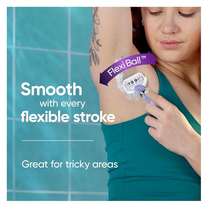 Gillette Venus Deluxe Smooth Swirl Women's Razor Handle + 4 Blade Refills, Flexible Handle and Pivoting Head