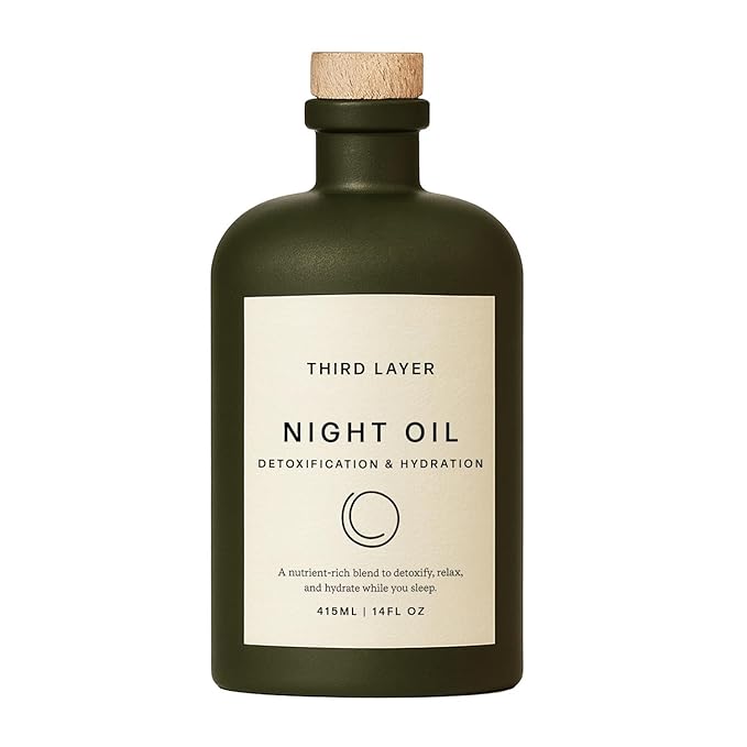 Third Layer Night Oil – 100% Organic Cold-Pressed, Hexane-Free, Extra Virgin Castor Oil with Magnesium & Frankincense, Body Serum for Skin Hydration & Evening Self-Care (14 fl oz)