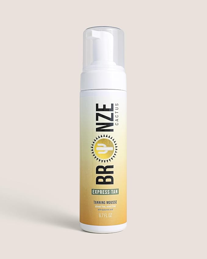 Bronze Cactus Express Self Tanning Mousse – Hyaluronic Acid, Fragrance-Free | Fast Bronzed Glow in 1-4 Hours for Face & Body | Lightweight, Non-Sticky, Suitable All Skin Types | 6.7 fl oz