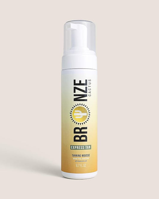 Bronze Cactus Express Self Tanning Mousse – Hyaluronic Acid, Fragrance-Free | Fast Bronzed Glow in 1-4 Hours for Face & Body | Lightweight, Non-Sticky, Suitable All Skin Types | 6.7 fl oz