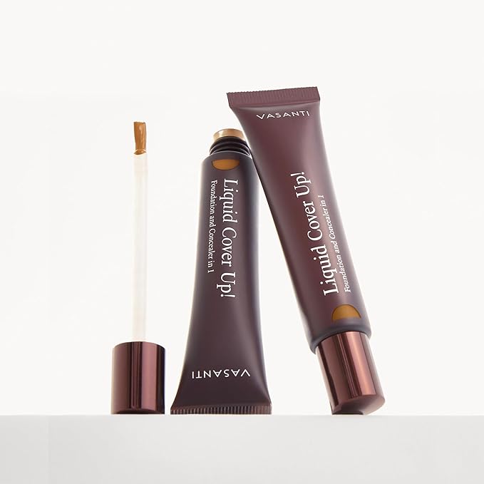 VASANTI Oil-Free Liquid Cover Up! Foundation & Concealer in 1 V6 – Buildable Medium Satin Coverage, Lightweight, Long-Lasting Wear – Paraben-Free, Vegan, Oil-Free Makeup for Smooth, Radiant Skin