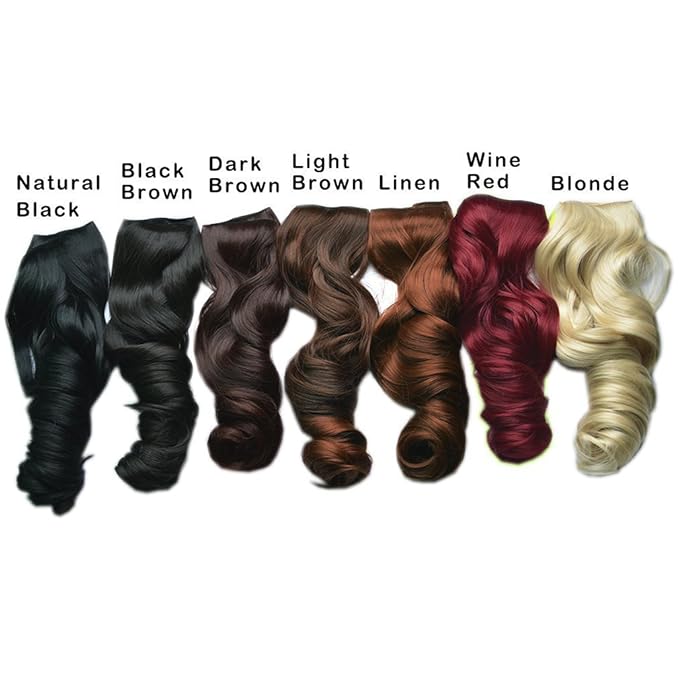 REECHO 14" Short Length 1-Pack 3/4 Full Head Curly Wavy Clips in on Synthetic Hair Extensions HE008 Hairpieces for Women 5 Clips 3.6 Oz per Piece - Black Brown