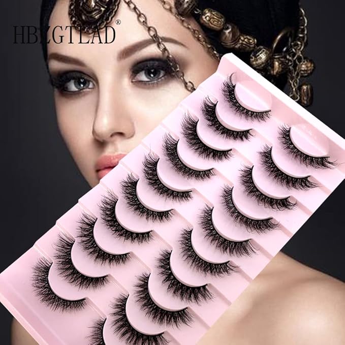 HBZGTLAD Soft Mink Eyelashes 3D Curl Winged End Eye Elongated Fake Lashes Thick Handmade Natural False Eyelash Messy Cross Lash Wholesale (FT-08)