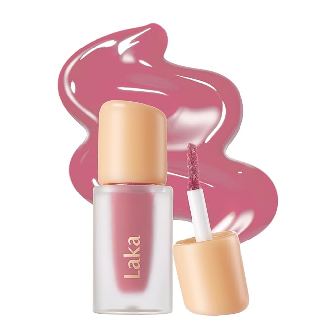 Laka Fruity Glam Tint Mini, 1.9g/0.07oz, Glowing Lip Stain with Wide Color Spectrum, Hydrating & Lightweight Texture, Buildable Color, Non-Sticky, Vegan, K-Beauty (#137 Breeze)